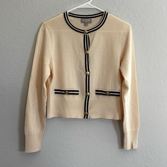 J. Crew Sweaters - J. Crew Cream and Black Trim Cardigan